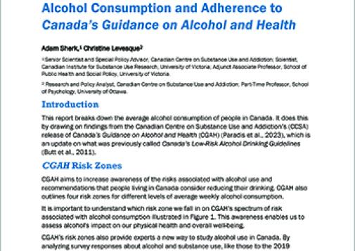Alcohol Consumption and Adherence to Canada’s Guidance on Alcohol and Health