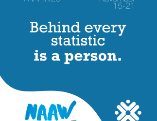  National Addictions Awareness Week graphic: “Behind every statistic is a person.”