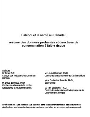 L’alcool et la santé au Canada : Résumé des données probantes et directives de consommation à faible risque