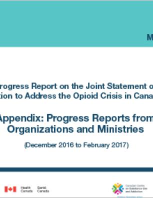 Progress Report on the Joint statement of Action to Address the Opioid Crisis in Canada: Appendix (May 2017)
