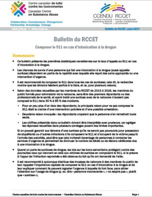 Composer le 911 en cas d’intoxication à la drogue (Bulletin du RCCET)