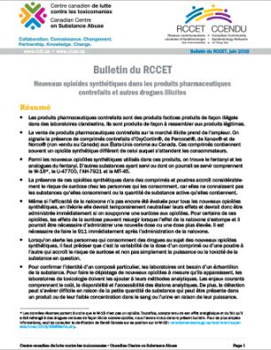 Nouveaux opioïdes synthétiques dans les produits pharmaceutiques contrefaits et autres drogues illicites (Bulletin du RCCET)