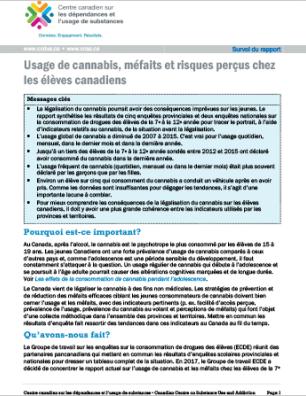 Usage de cannabis, méfaits et risques perçus chez les élèves canadiens (Survol du rapport)