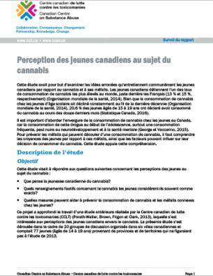 Les perceptions des jeunes canadiens sur le cannabis (Survol du rapport)