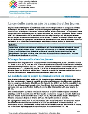 La conduite après usage de cannabis et les jeunes (Résumé thématique)