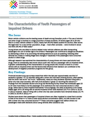 The Characteristics of Youth Passengers of Impaired Drivers (Report in Short)