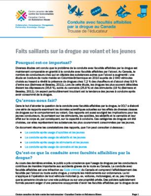 Faits saillants sur la drogue au volant et les jeunes