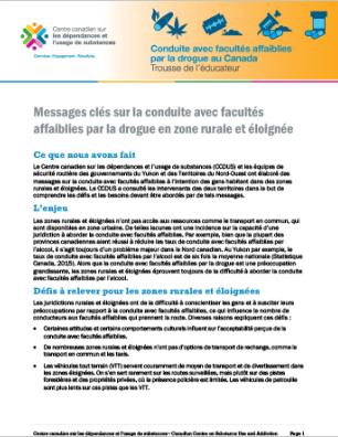 Messages clés sur la conduite avec facultés affaiblies par la drogue en zone rurale et éloignée