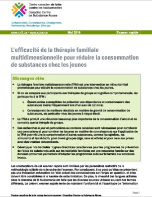L’efficacité de la thérapie familiale multidimensionnelle pour réduire la consommation de substances chez les jeunes (Examen rapide)