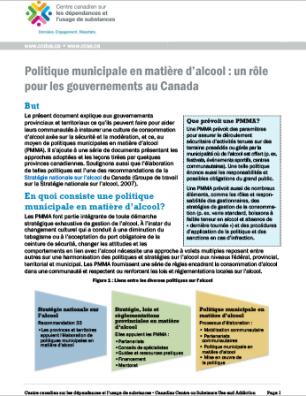 Politique municipale en matière d’alcool : un rôle pour les gouvernements au Canada