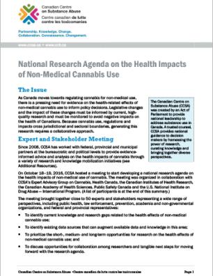 National Research Agenda on the Health Impacts of Non-Medical Cannabis Use (Summary Report)