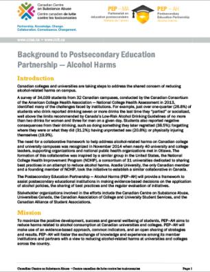 Reducing the Harms Related to Alcohol on Canadian Campuses: PEP–AH Strategy Background