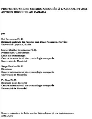 Proportions des crimes associés à l'alcool et aux autres drogues au Canada