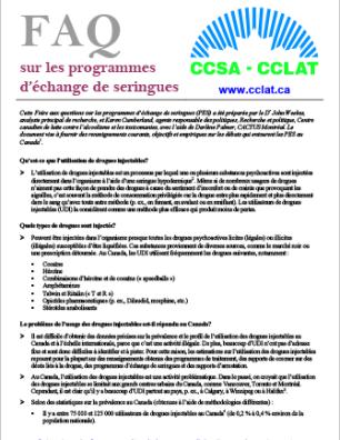 FAQ sur les programmes d’échange de seringues