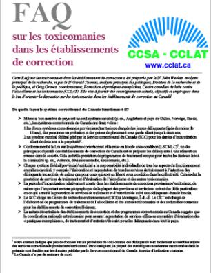 FAQ sur les toxicomanies dans les établissements de correction