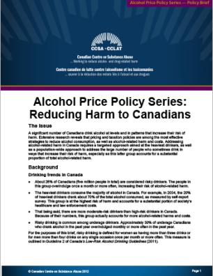 Reducing Harm to Canadians (Alcohol Price Policy Series)