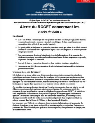 Alerte du RCCET concernant les « sels de bain » (2012)