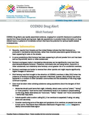 Illicit Fentanyl (CCENDU Drug Alert)