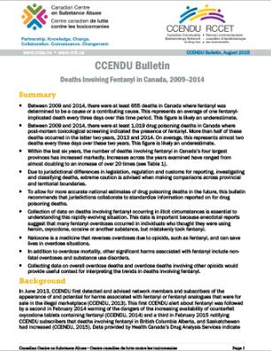 Deaths Involving Fentanyl in Canada, 2009–2014 (CCENDU Bulletin)