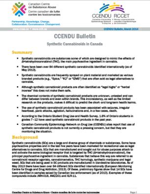 Synthetic Cannabinoids in Canada (CCENDU Bulletin)