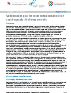 Collaboration pour les soins en toxicomanie et en santé mentale : Meilleurs conseils (Rapport en bref)
