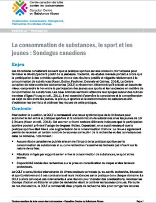 La consommation de substances, le sport et les jeunes : Sondages canadiens