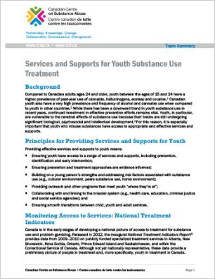 Services and Supports for Youth Substance Use Treatment (Topic Summary)