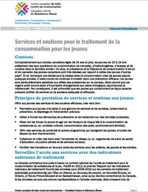 Services et soutiens pour le traitement de la consommation pour les jeunes (Résumé thématique)