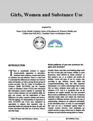 Girls, Women and Substance Use