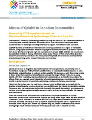 Misuse of Opioids in Canadian Communities (CCENDU Bulletin)