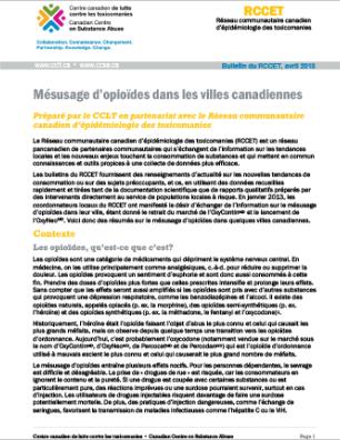 Mésusage d’opioïdes dans les villes canadiennes (Bulletin du RCCET, avril 2013)