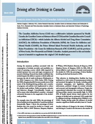 Driving after Drinking in Canada: Analysis Drawn from the 2004 Canadian Addiction Survey