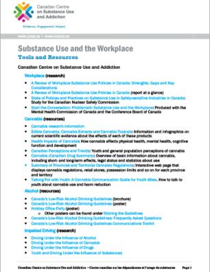 Substance Use and the Workplace: Tools and Resources
