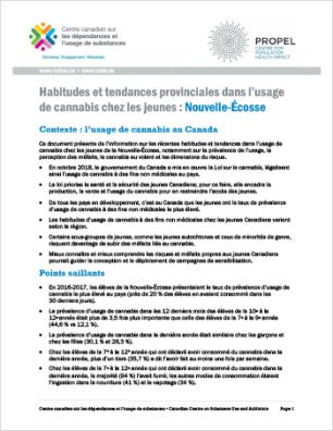 Habitudes et tendances provinciales dans l’usage de cannabis chez les jeunes : Nouvelle-Écosse