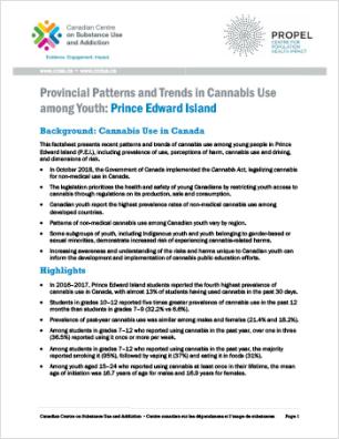 Provincial Patterns and Trends in Cannabis Use among Youth: Prince Edward Island
