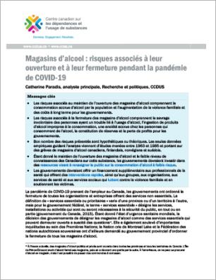 Magasins d’alcool : risques associés à leur ouverture et à leur fermeture pendant la pandémie de COVID‑19