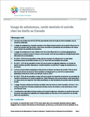 Usage de substances, santé mentale et suicide chez les Inuits au Canada (Survol du rapport)