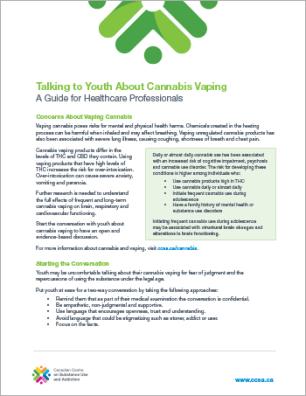 Talking to Youth About Cannabis Vaping: A Guide for Healthcare Professionals