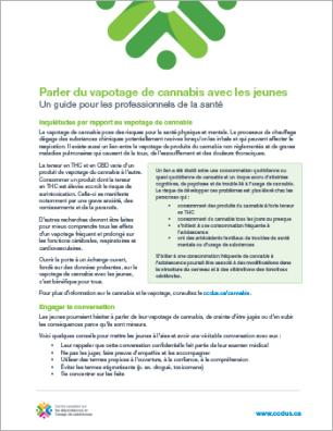 Parler du vapotage de cannabis avec les jeunes : Un guide pour les professionnels de la santé