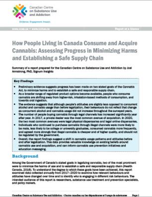 How People Living in Canada Consume and Acquire Cannabis: Assessing Progress in Minimizing Harms and Establishing a Safe Supply Chain (Report at a Glance)
