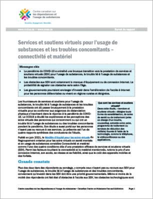 Services et soutiens virtuels pour l’usage de substances et les troubles concomitants – connectivité et matériel (Survol du rapport)