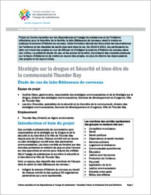 Stratégie sur la drogue et Sécurité et bien-être de la communauté Thunder Bay : étude de cas du labo Bâtisseurs de cerveaux