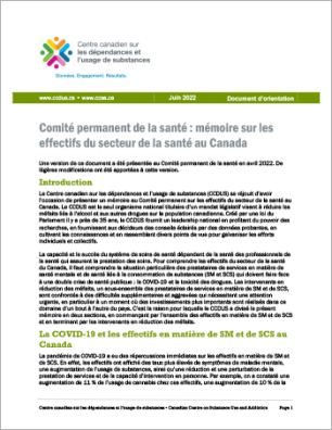 Standing Committee on Canada’s Health Workforce in May 2022