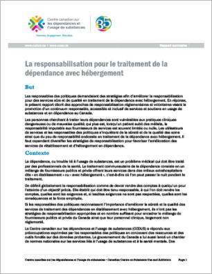 La responsabilisation pour le traitement de la dépendance avec hébergement