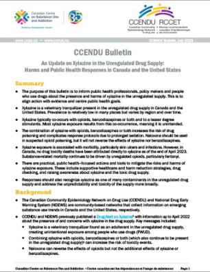 CCENDU Bulletin: Update on Xylazine in Canada and the United States
