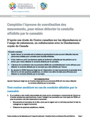 Compléter l’épreuve de coordination des mouvements, pour mieux détecter la conduite affaiblie par le cannabis
