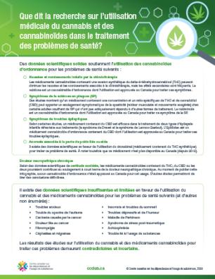 Que dit la recherche sur l’utilisation médicale du cannabis et des cannabinoïdes dans le traitement des problèmes de santé?