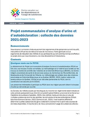 Projet communautaire d’analyse d’urine et d’autodéclaration : collecte des données 2021-2023