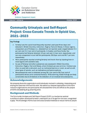 Community Urinalysis and Self-Report Project: Cross-Canada Trends in Opioid Use 2021–2023