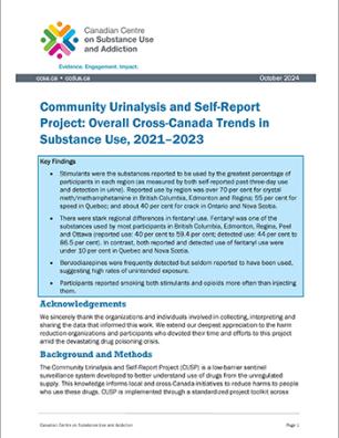 Community Urinalysis and Self-Report Project: Overall Cross-Canada Trends in Substance Use, 2021–2023